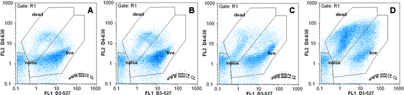 bacterial membrane integrity - SYBR Green I + propidium iodide staining